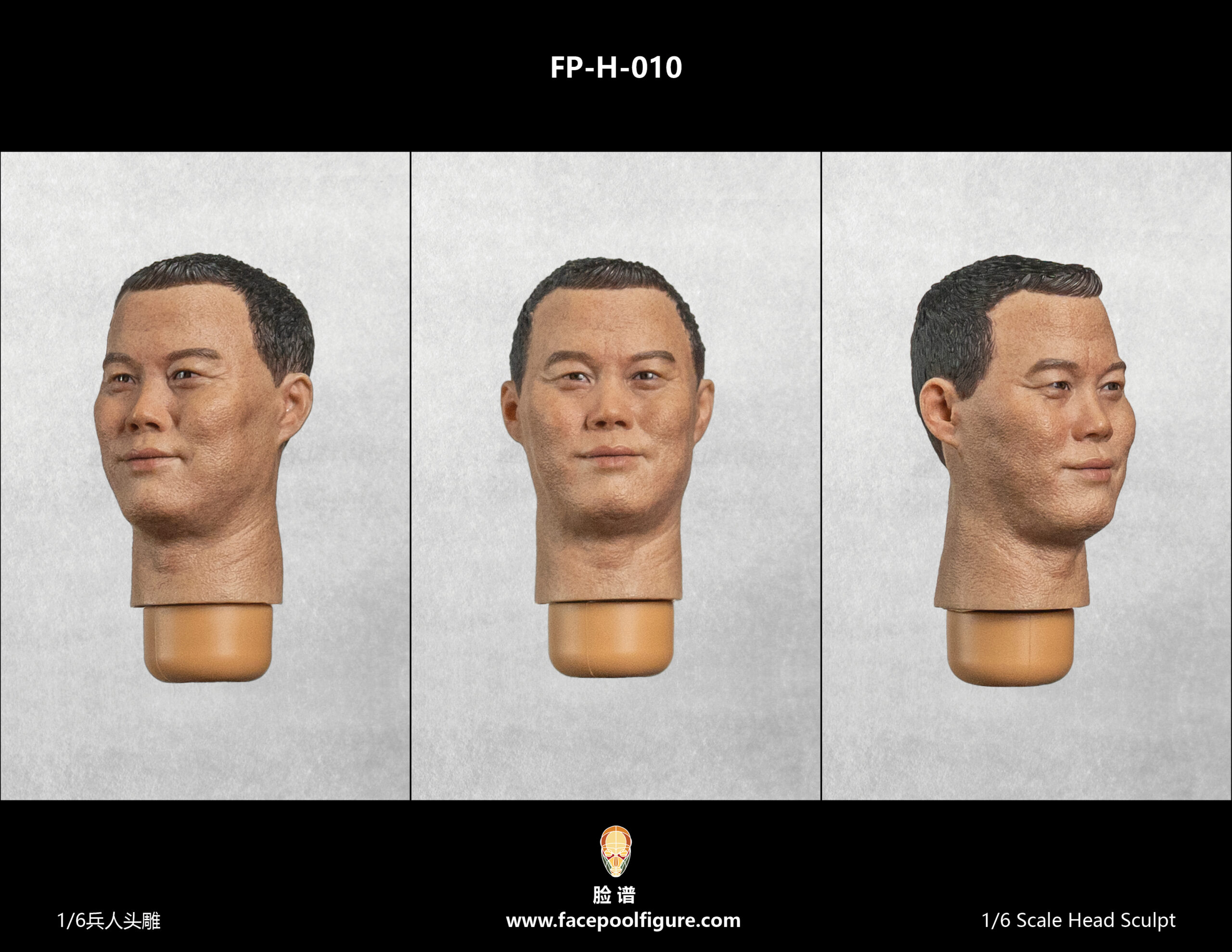 1/6 Asian Male Head Sculpt with Expression FP-H-010